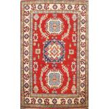 Geometric Traditional Kazak Oriental Area Rug Handmade Wool Carpet - 2'8" x 4'1"