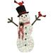 Joiedomi 5 ft. Tall White, Black & Red Tensil Cotton Snowman LED Yard Light - White - 48"W x 12"L x 60"H