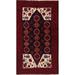 Balouch Afghan Navy & Red Geometric Area Rug Hand-Knotted Traditional - 3'7" x 6'3"