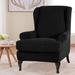 Enova Home Super Stretch Jacquard Spandex Fabric Wingchair Slipcover with Cushion Cover - N/A