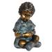 Exhart Bronze Look Boy and Puppy Statue, 10.5 Inches