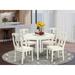 East West Furniture Kitchen Table Set Contains a Round Dining Room Table and Solid Wood Seat Chairs, 42x42 Inch, Linen White