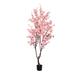 6.5ft Pink Artificial Cherry Blossom Flower Tree Plant in Black Pot - 78" H x 36" W x 36" DP