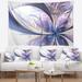 Designart 'Light Blue Fractal Flower Design' Floral Wall Tapestry