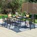 7-piece Outdoor E-coating Metal Patio Dining Set with Stackable Chairs