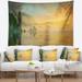 Designart 'Colorful Sky and Board on Beach' Seascape Wall Tapestry
