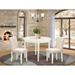 East West Furniture Kitchen Table Set- a Round Dining Table and Light Beige Linen Fabric Chairs, Linen White(Pieces Options)