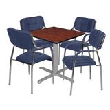 Via 30" Square X-Base Table- Cherry/Grey & 4 Uptown Side Chairs- Black