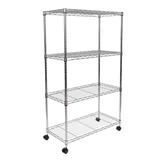 Seville Classics 4-Tier Steel Wire Shelving with Wheels, 30" W x 14" D x 48" H