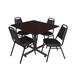 Kobe 48-inch Square Breakroom Table and 4 Black Stacking Restaurant Chairs