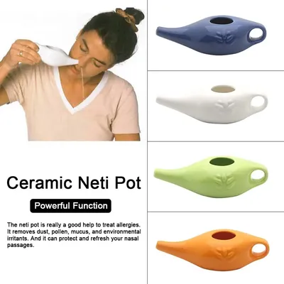 Kit de lavage en céramique Neti pot à bec confortable rhinite sinusoïdale allergie pour la santé