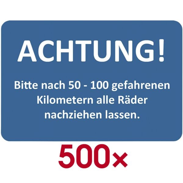 EICHNER 2 Rollen je 250 Kundendienst-Aufkleber »50-100 km - Räder nachziehen« blau, 6x4 cm Image