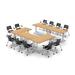 TeamWORK Tables 11 Person Conference Meeting Tables w/ 11 Chairs Complete Set Wood/Steel in Brown/Gray | 30 H x 120 W x 120 D in | Wayfair 7363