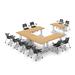 TeamWORK Tables 11 Person Conference Meeting Tables w/ 11 Chairs Complete Set Wood/Steel in Brown/Gray | 30 H x 150 W x 120 D in | Wayfair 7361