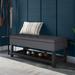 Lark Manor™ Brodus Faux Leather Flip Top Storage Bench Faux Leather/Solid + Manufactured Wood/Wood/Leather in Gray | Wayfair