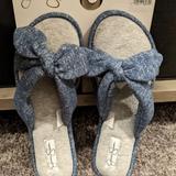 Jessica Simpson Shoes | Jessica Simpson Slide On House Slippers With Bow | Color: Blue | Size: Large (9-10)