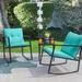 Wrought Studio™ Beauman Metal 2 - Person Rocking Seating Group w/ Cushions Metal in Blue | Outdoor Furniture | Wayfair