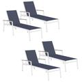 Sol 72 Outdoor™ Mckinnon 80" Long Reclining Chaise Lounge Set Metal in White | 32 H x 23 W x 80 D in | Wayfair BC16459D796542908F8C00F05AF801B0