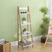 Latitude Run® 4-Tier Shelves Leaning Ladder Bookcase Bookshelf Display Planter In White Wood in Brown/White | 55.12 H x 16.3 W x 13.78 D in | Wayfair