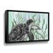 Bay Isle Home™ Gray Sea Turtle w/ Green Seaweed I by Irina Sztukowski - Painting Print on Canvas in Gray/Green | 14 H x 18 W x 2 D in | Wayfair