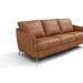 Orren Ellis Aroosha 81" Recessed Arm Sofa Wood/Genuine Leather in Black/Brown/Orange | 35 H x 81 W x 38 D in | Wayfair