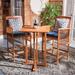 World Menagerie Kirsta Square 2-Person 27.5" Long Bar Height Outdoor Dining Set w/ Cushions Wood in Blue/Brown | Wayfair