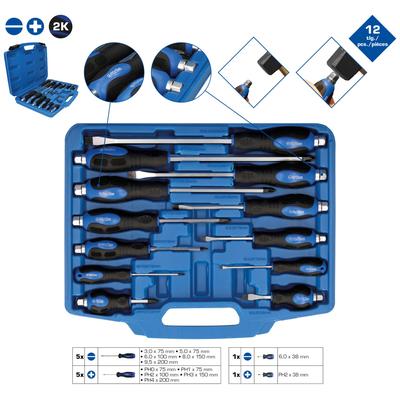 Brilliant Tools Schraubendreher-Satz mit Schlagkappe, 12-tlg Schraubendrehersatz,Schlagschraubendreher-Satz BT034012 Image