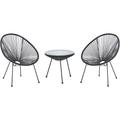 Ensemble de Salon ou Jardin 2 Chaises Fauteuils Type Spaghetti et Petite Table Basse en Rotin pe