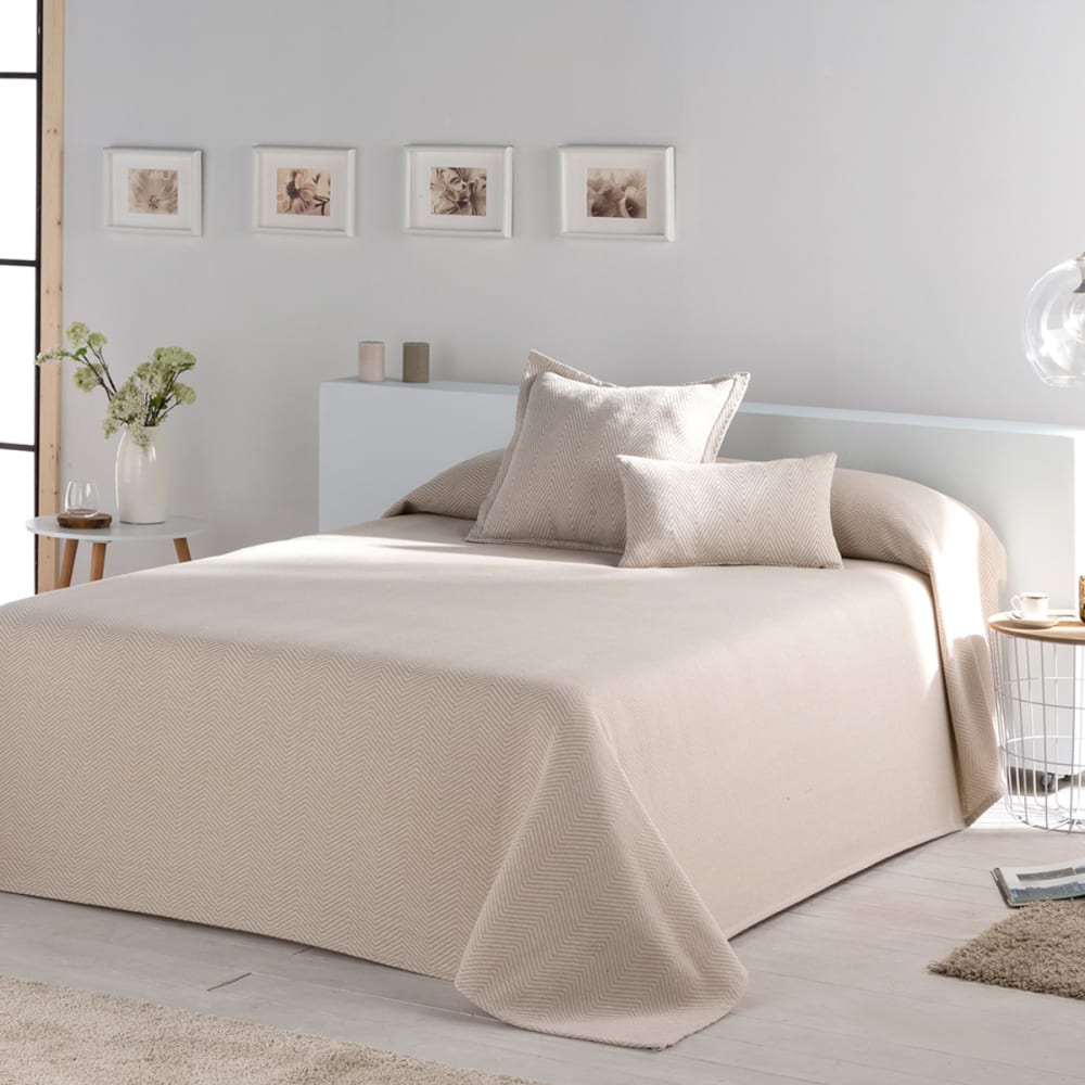 Couvre lit en coton beige 230x270