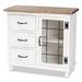 Faron Traditional Farmhouse White and OakWood 3-Drawer Storage Cabinet