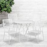 30'' Round Indoor-Outdoor Folding Patio Table Set with 4 Square Back Chairs
