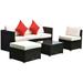 Outsunny 6-piece Outdoor Cushioned Wicker Patio Sectional Chat Set