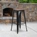 30" High Backless Metal Barstool with Square Wood Seat