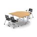 Inbox Zero Adella 3 Person Conference Meeting Tables w/ 3 Chairs Complete Set Wood/Metal in Brown/White | 30 H x 60 W x 60 D in | Wayfair