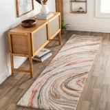 Westworth 2' x 3' Modern Contemporary Bohemian Abstract Charcoal/Dark Brown/Light Gray/Blue/Gray/Light Beige/Rust/Tan/Brick Red/Rust Area Rug - Hauteloom