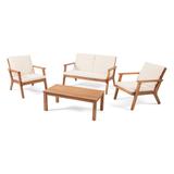 Temecula Outdoor Acacia Wood 4-Seater Chat Set by Christopher Knight Home