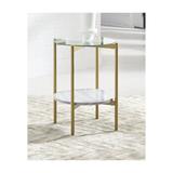 Signature Design by Ashley Wynora Gold-tone and White Faux Marble End Table