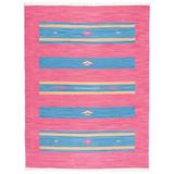 Blue/Pink 72 x 0.13 in Indoor Area Rug - AllModern Danely Handmade Flatweave Cotton Pink/Blue/Yellow Area Rug Cotton | 72 W x 0.13 D in | Wayfair