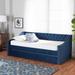 Willa Arlo™ Interiors Norma Daybed w/ Trundle Upholstered/Velvet in Blue | 33.1 H x 41.9 W x 82.5 D in | Wayfair 0F449714CB7F49368B12B74EBC469DDD