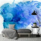 Wrought Studio™ Erwin Removable Abstract Watercolor Background Adhesive Wall Mural Vinyl in Blue/Gray/White | 197 W in | Wayfair