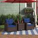 Andover Mills™ Chunn 3 Piece Rattan Seating Group w/ Cushions in Blue | Outdoor Furniture | Wayfair 8A09B731BE5C4D549A8DE4B57C37B997