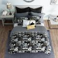 Millwood Pines Drumroan Black/Gray Microfiber Reversible Quilt Set Polyester/Polyfill/Microfiber in Black/Blue/Gray | King Quilt + 2 Shams | Wayfair