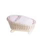 White Wicker Dolls Cot Vintage Dolls Cradle Doll Bed Handmade Cot for Dolls Baby Doll Crib Retro Style White-Pink Doll Bedding Wooden Rocking Cradle Rocking Bassinet Toy e-wicker24