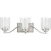 Kene Collection Three-Light Brushed Nickel Clear Glass Craftsman Bath Vanity Light - 23.375 in x 7.875 in x 7.375 in