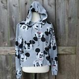 Disney Tops | Disney Mickey Mouse Many Faces Cropped Hoodie M | Color: Black/Gray | Size: M