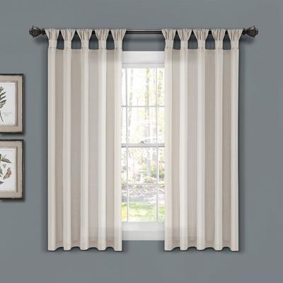 Burlap Knotted Tab Top Window Curtain Panels Light Linen 45X63 Set - Lush Decor 16T007594