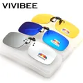 VIVIBEE – lunettes de soleil à Clip bleu verres polarisés carrés en métal Vision nocturne