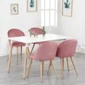 Lot de 4 chaises de salle à manger en velours doux rose vert bleu pieds en métal adaptées à la