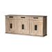 Braxton III Natural Brown Solid Wood 3 Drawer 6 Door Sideboard - 81.5W x 18.5D x 36.0H