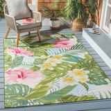 Green/Pink 63 x 0.2 in Outdoor Area Rug - Bayou Breeze Ithaca Floral Indoor/Outdoor Area Rug | 63 W x 0.2 D in | Wayfair